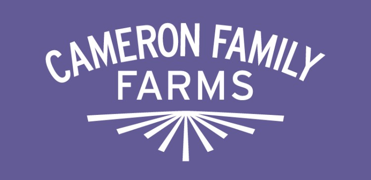 Cameron Family Farms logo purple bgd